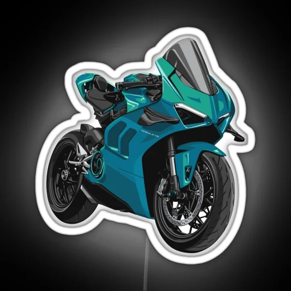 Ducati Panigale V4 In Turquoise RGB Neon Sign