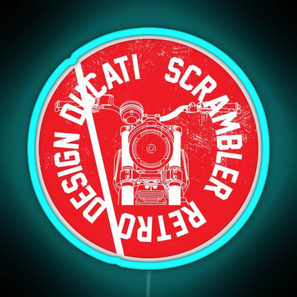 Ducati Scrambler Retro Design RGB Neon Sign