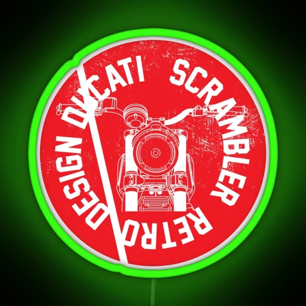Ducati Scrambler Retro Design RGB Neon Sign