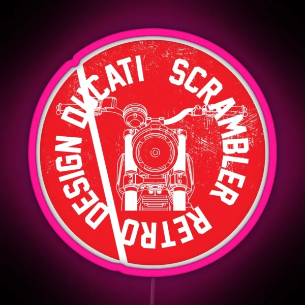 Ducati Scrambler Retro Design RGB Neon Sign