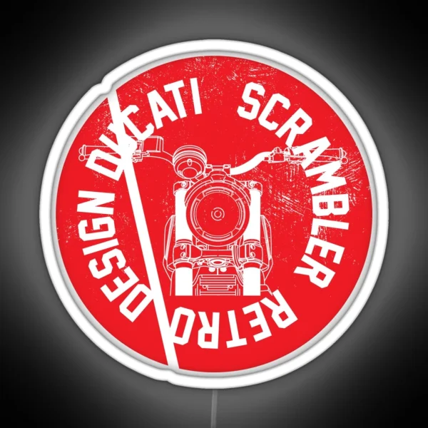 Ducati Scrambler Retro Design RGB Neon Sign