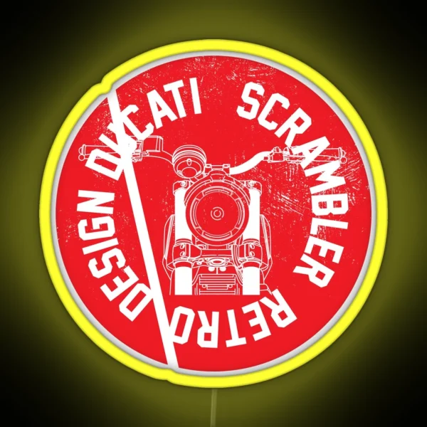 Ducati Scrambler Retro Design RGB Neon Sign
