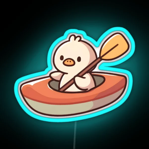 Duckling Kayaking On A Sunny Day RGB Neon Sign