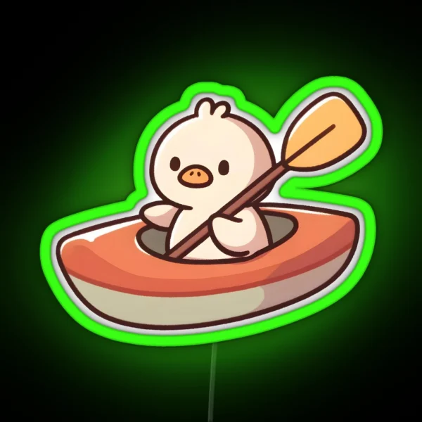 Duckling Kayaking On A Sunny Day RGB Neon Sign