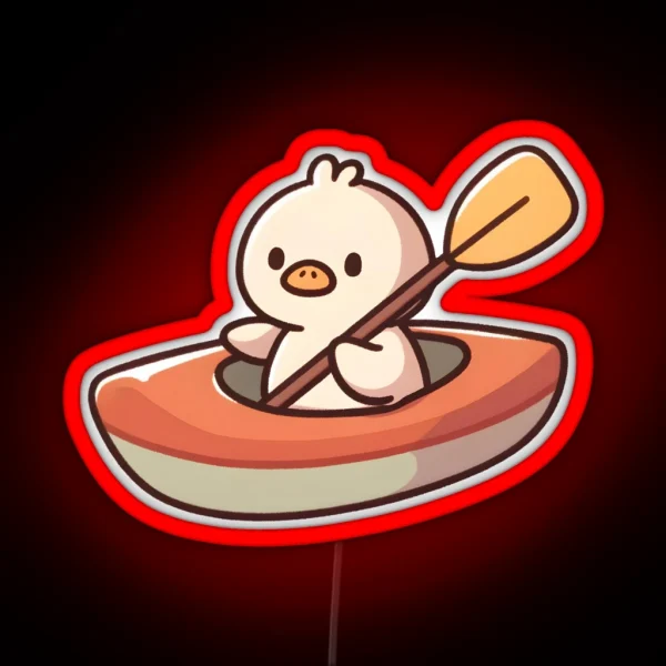Duckling Kayaking On A Sunny Day RGB Neon Sign