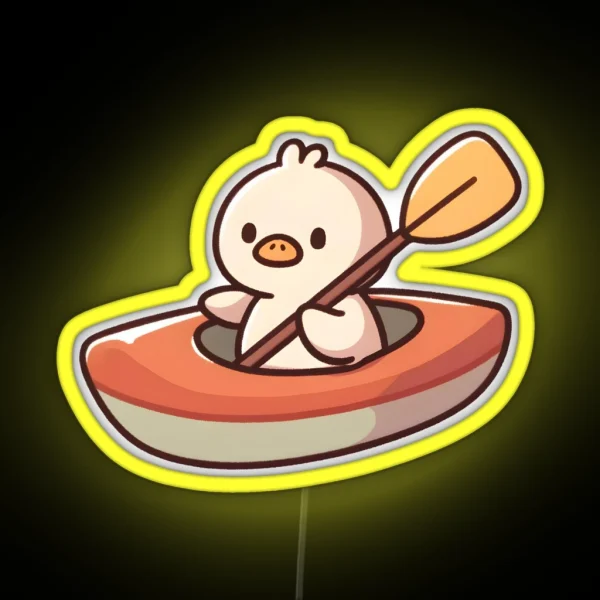 Duckling Kayaking On A Sunny Day RGB Neon Sign