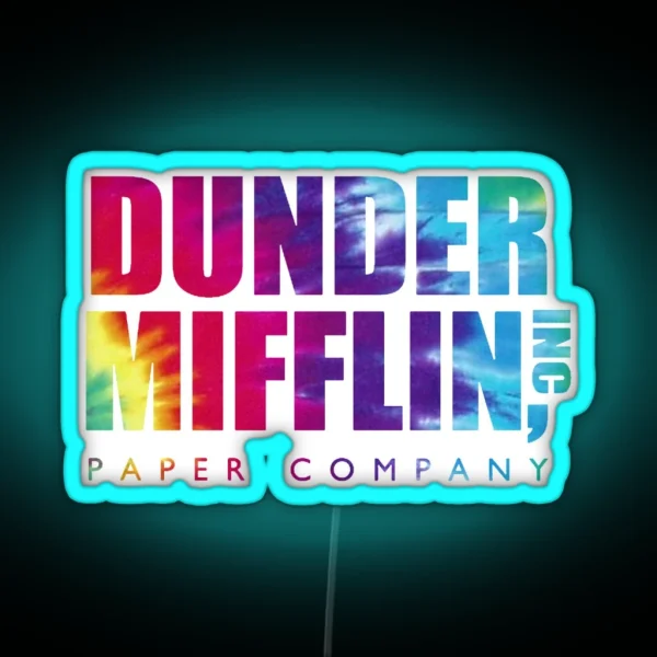 Dunder Mifflin Paper Company Tie Die RGB Neon Sign