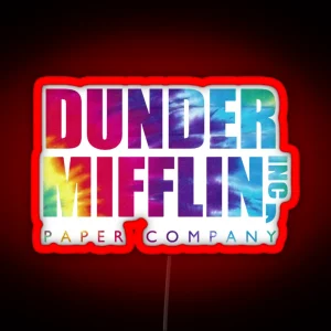 Dunder Mifflin Paper Company Tie Die RGB Neon Sign