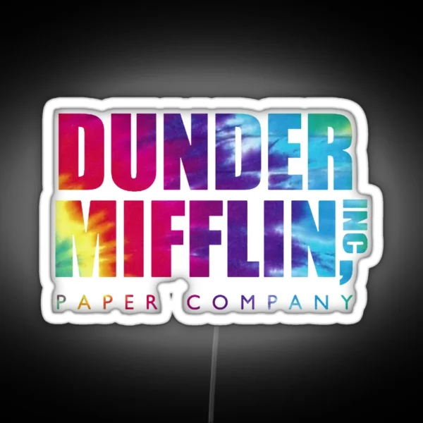 Dunder Mifflin Paper Company Tie Die RGB Neon Sign