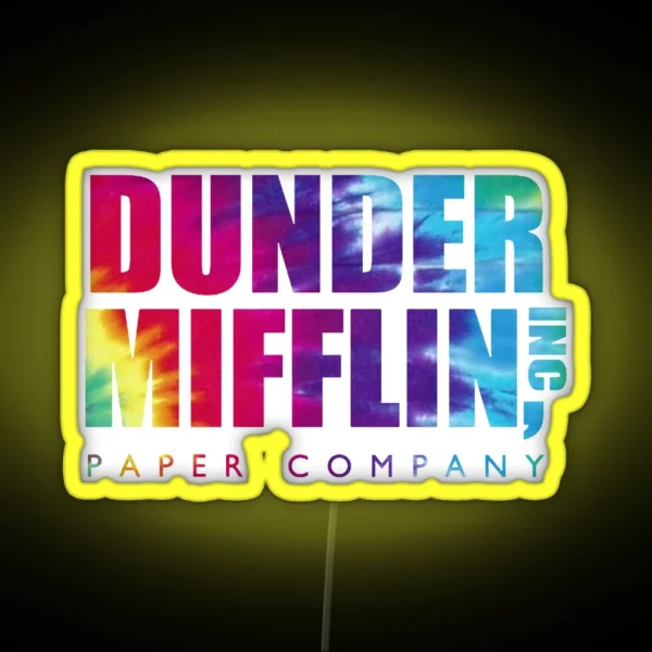 Dunder Mifflin Paper Company Tie Die RGB Neon Sign