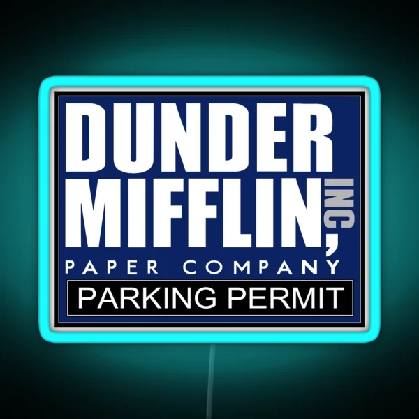 Dunder Mifflin Parking Permit RGB Neon Sign