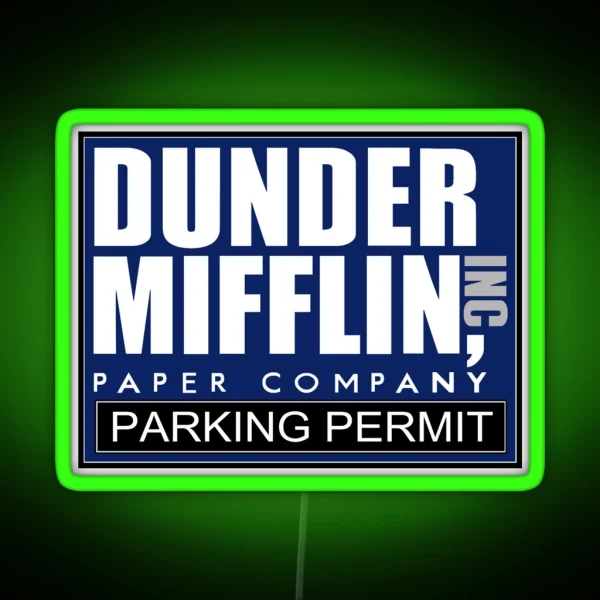 Dunder Mifflin Parking Permit RGB Neon Sign