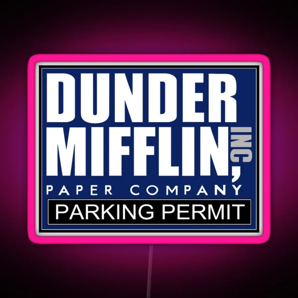 Dunder Mifflin Parking Permit RGB Neon Sign