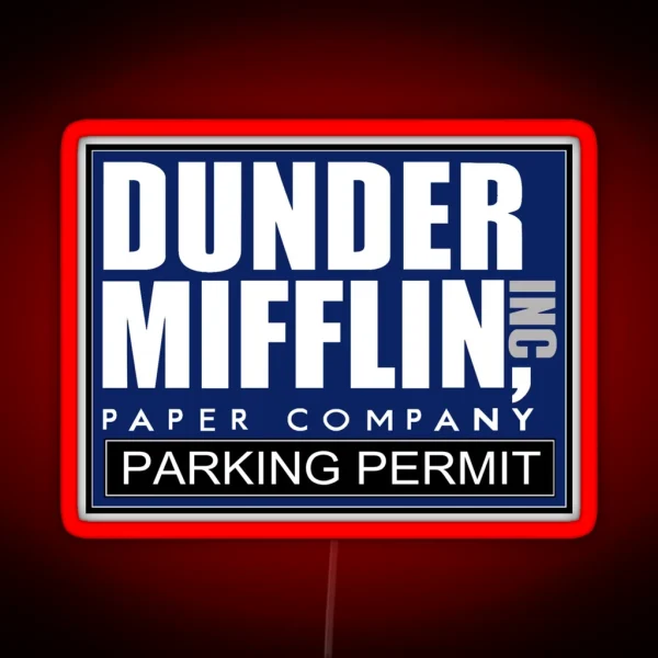 Dunder Mifflin Parking Permit RGB Neon Sign