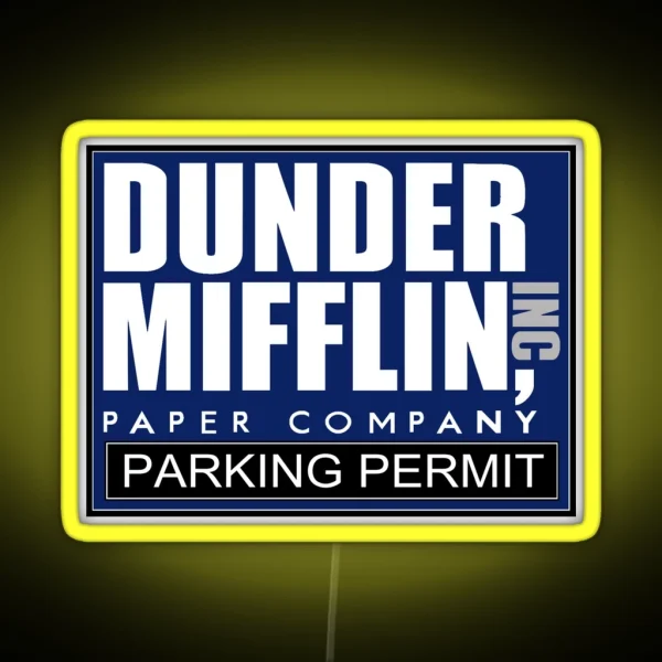 Dunder Mifflin Parking Permit RGB Neon Sign