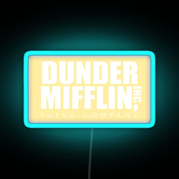 Dunder Mifflin Pastel Yellow Logo RGB Neon Sign