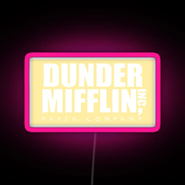 Dunder Mifflin Pastel Yellow Logo RGB Neon Sign