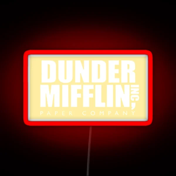 Dunder Mifflin Pastel Yellow Logo RGB Neon Sign