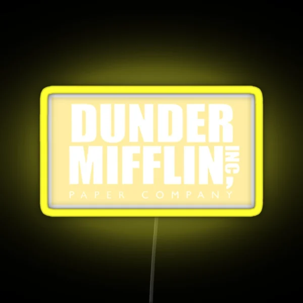 Dunder Mifflin Pastel Yellow Logo RGB Neon Sign