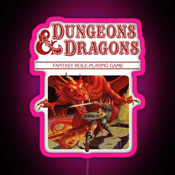 Dungeons And Dragons Base Set Red Logo RGB Neon Sign