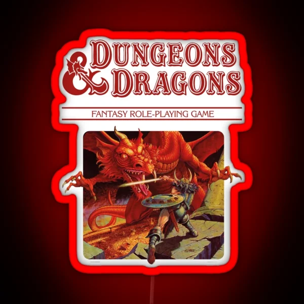 Dungeons And Dragons Base Set Red Logo RGB Neon Sign