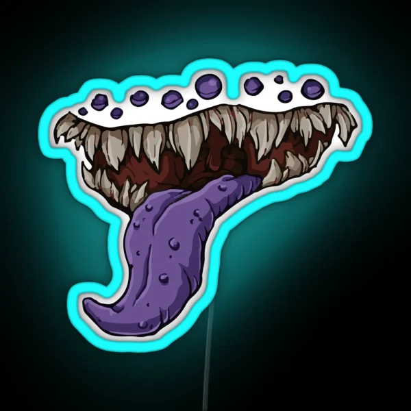 Dungeons And Dragons Mimic Mouth Print RGB Neon Sign