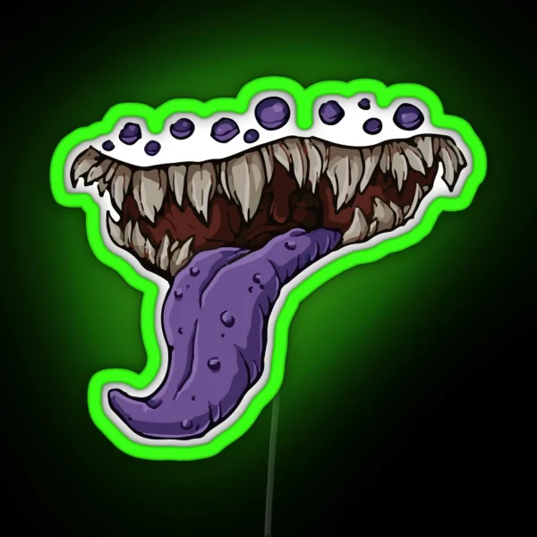 Dungeons And Dragons Mimic Mouth Print RGB Neon Sign