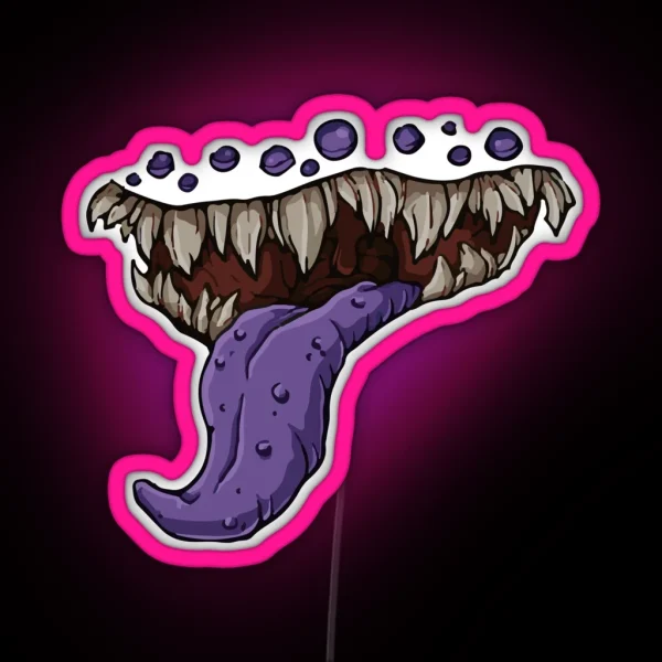 Dungeons And Dragons Mimic Mouth Print RGB Neon Sign