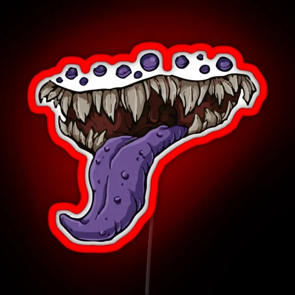 Dungeons And Dragons Mimic Mouth Print RGB Neon Sign
