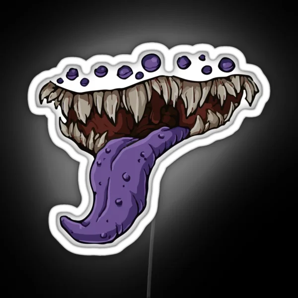 Dungeons And Dragons Mimic Mouth Print RGB Neon Sign