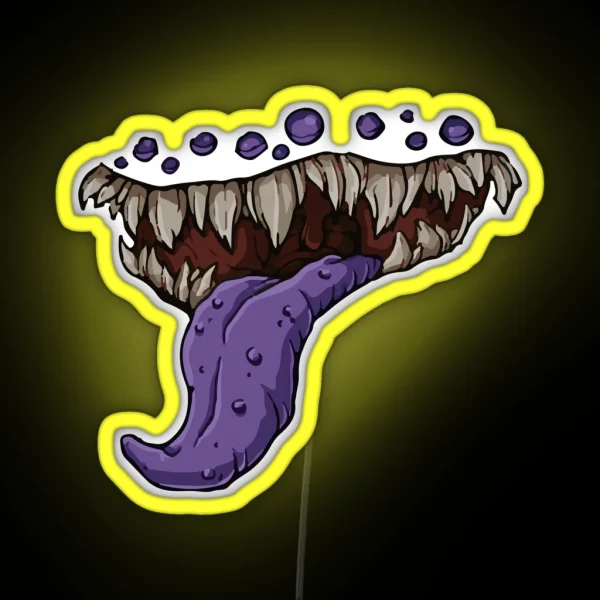 Dungeons And Dragons Mimic Mouth Print RGB Neon Sign