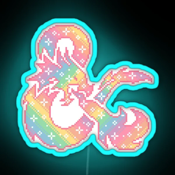 Dungeons And Dragons Rainbow Dragon RGB Neon Sign