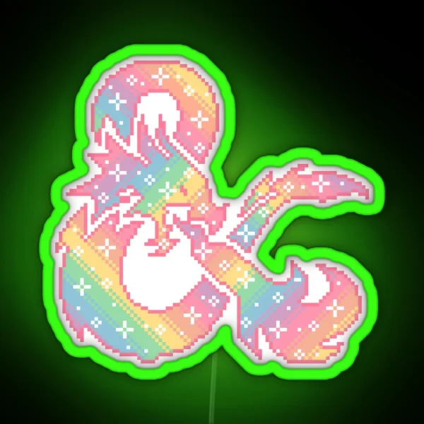 Dungeons And Dragons Rainbow Dragon RGB Neon Sign