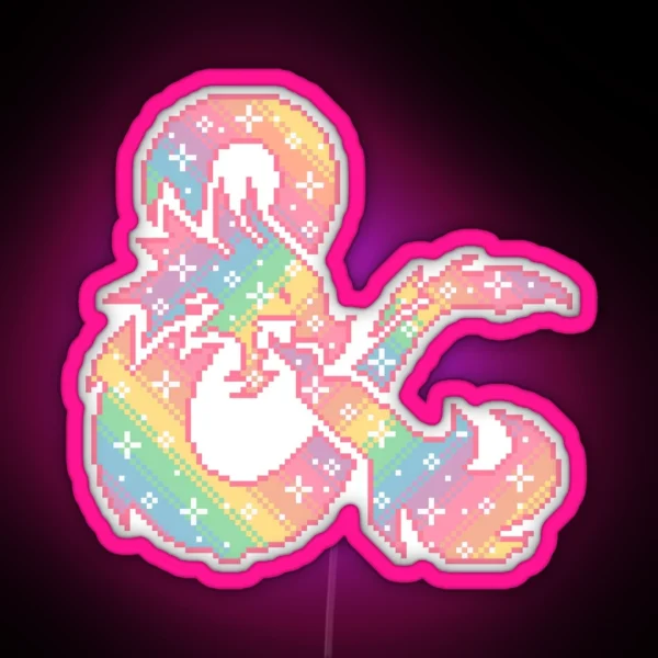 Dungeons And Dragons Rainbow Dragon RGB Neon Sign