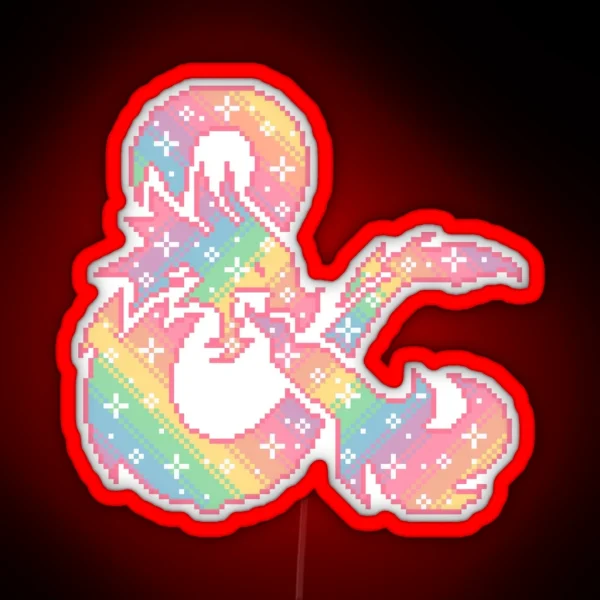 Dungeons And Dragons Rainbow Dragon RGB Neon Sign