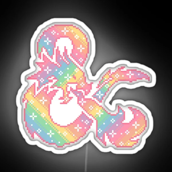 Dungeons And Dragons Rainbow Dragon RGB Neon Sign