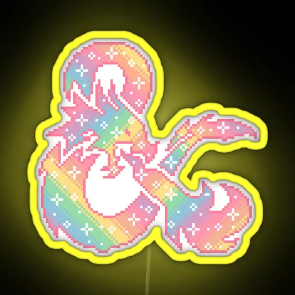 Dungeons And Dragons Rainbow Dragon RGB Neon Sign