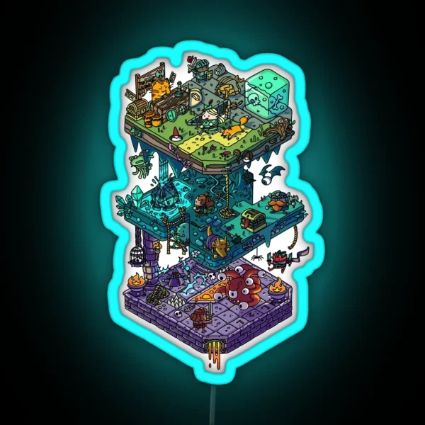 Dungeons And Isometric Dragons RGB Neon Sign