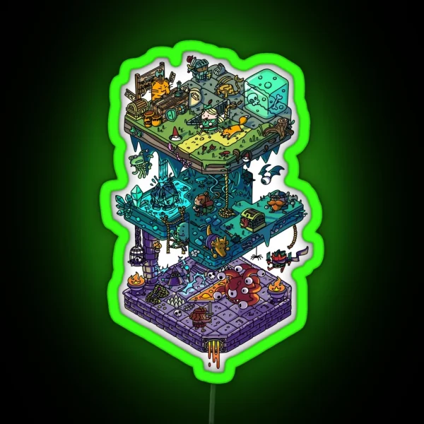 Dungeons And Isometric Dragons RGB Neon Sign