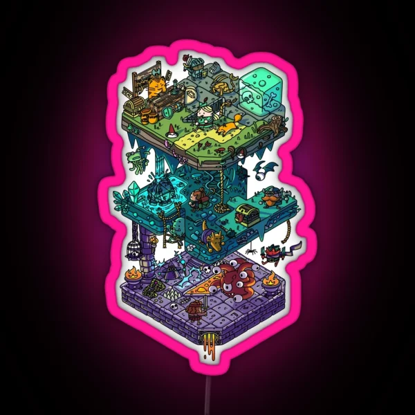 Dungeons And Isometric Dragons RGB Neon Sign