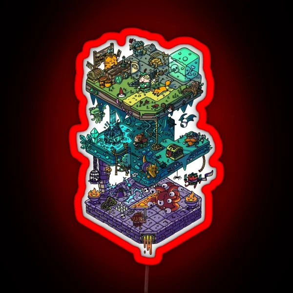 Dungeons And Isometric Dragons RGB Neon Sign