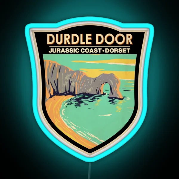 Durdle Door On Jurassic Coast In Dorset England Badge RGB Neon Sign