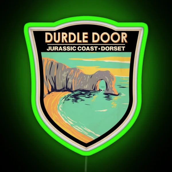 Durdle Door On Jurassic Coast In Dorset England Badge RGB Neon Sign