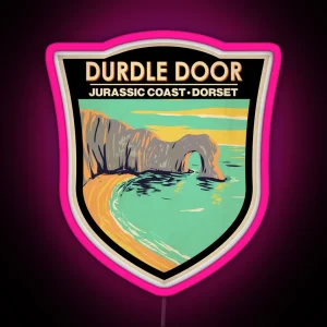 Durdle Door On Jurassic Coast In Dorset England Badge RGB Neon Sign