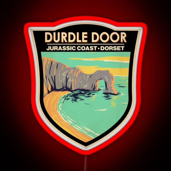 Durdle Door On Jurassic Coast In Dorset England Badge RGB Neon Sign