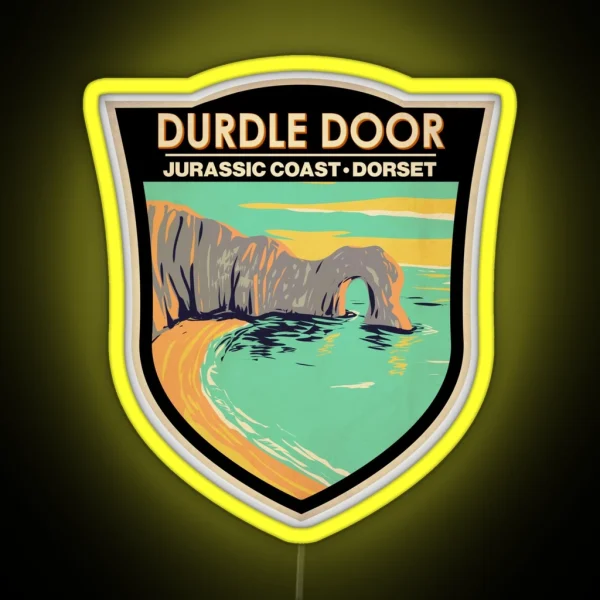 Durdle Door On Jurassic Coast In Dorset England Badge RGB Neon Sign