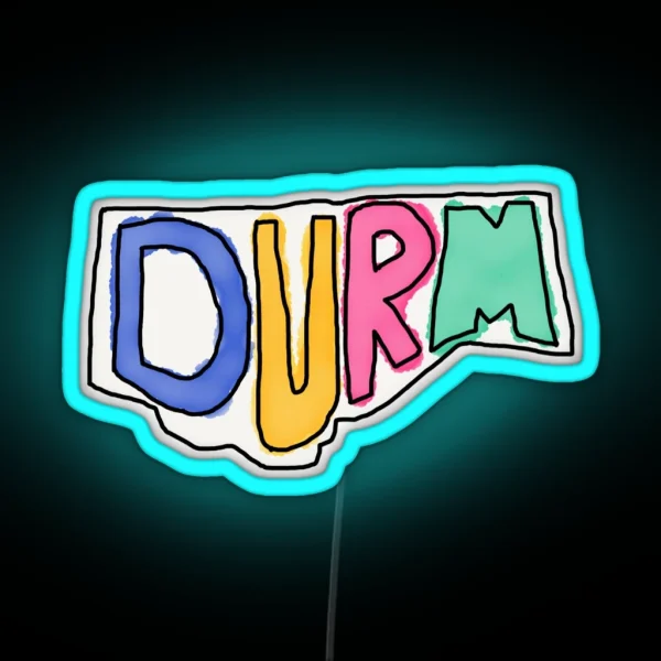 Durham DURM Watercolor Doodle RGB Neon Sign
