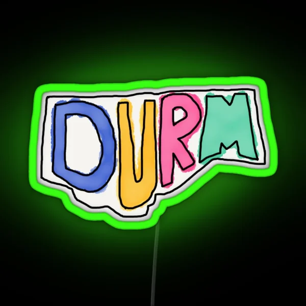 Durham DURM Watercolor Doodle RGB Neon Sign