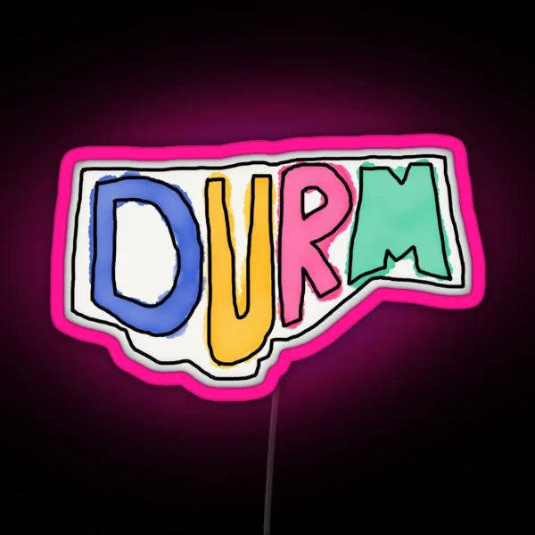 Durham DURM Watercolor Doodle RGB Neon Sign