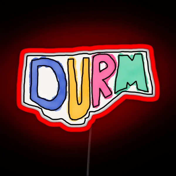 Durham DURM Watercolor Doodle RGB Neon Sign